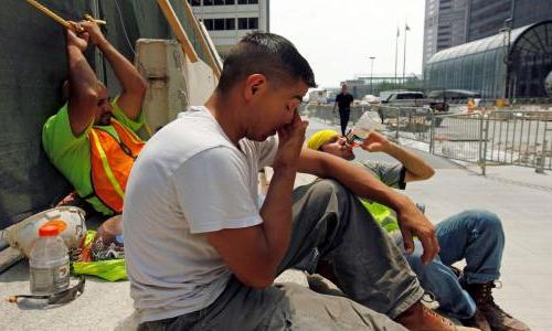 Workers outside in the heat